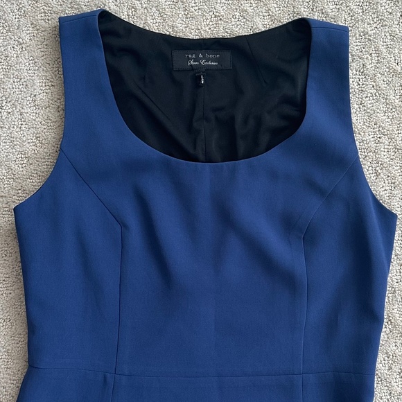 Rag & Bone Sleeveless Pleated High-Low Peplum Top Blue/Black Size 4 Modern Edgy - Picture 2 of 11